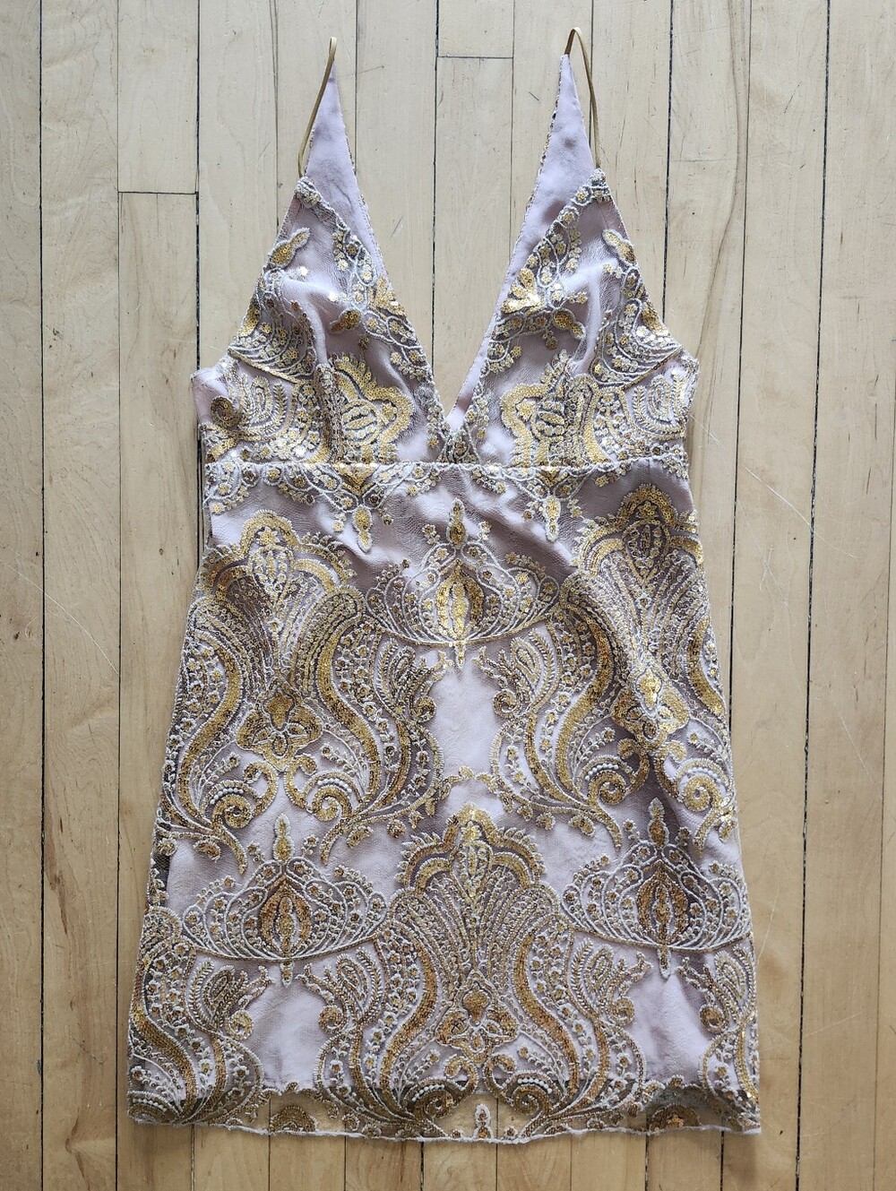 Free People Gold Sequin Mini Dress, Size 4